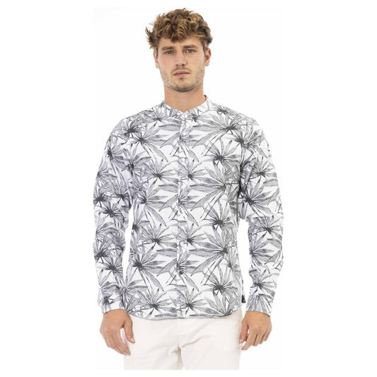 Baldinini Trend Elegant Gray Mandarin Collar Shirt gray-cotton-shirt-5 product-23698-1570870338-9e8febb6-86a.jpg