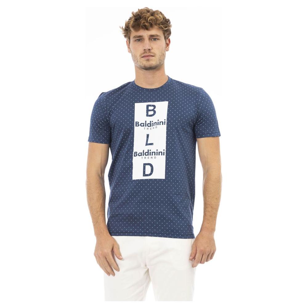 Baldinini Trend Sleek Blue Cotton Tee with Chic Front Print blue-cotton-t-shirt
