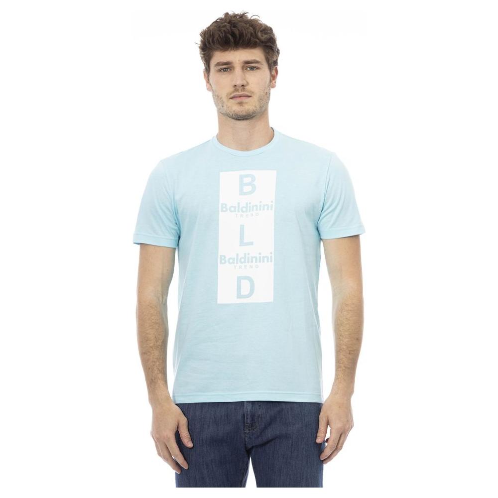 Baldinini Trend Chic Light Blue Cotton Tee with Front Print light-blue-cotton-t-shirt