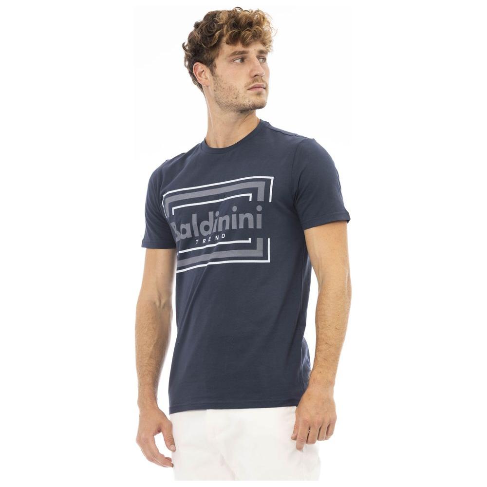 Baldinini Trend Elegant Blue Cotton Tee with Chic Front Print blue-cotton-t-shirt-12