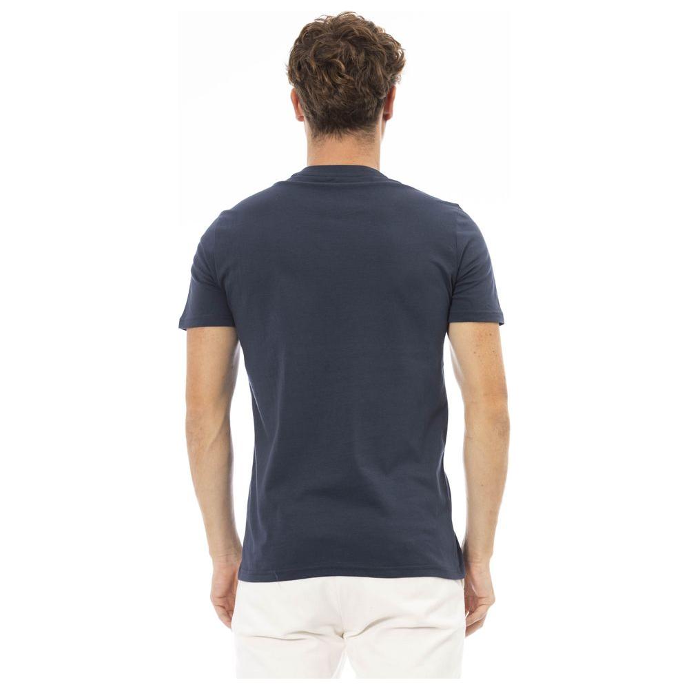 Baldinini Trend Elegant Blue Cotton Tee with Chic Front Print blue-cotton-t-shirt-12