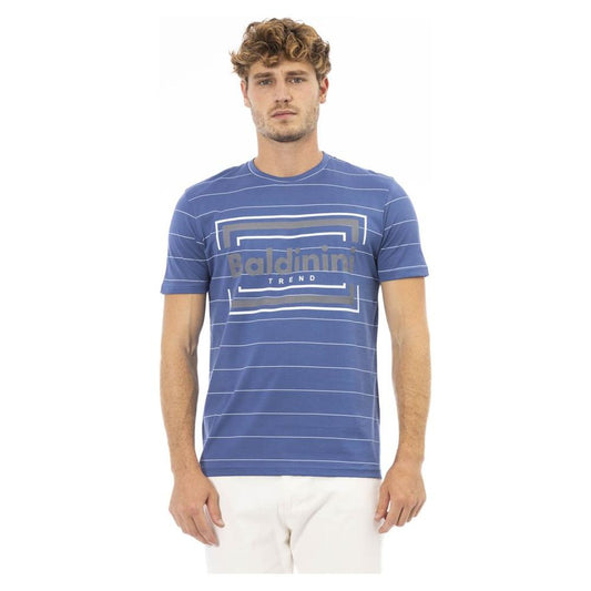 Baldinini Trend Elegant Blue Cotton Tee with Exclusive Print blue-cotton-t-shirt-13