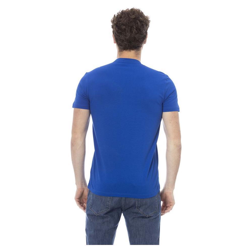 Baldinini Trend Chic Blue Cotton Tee with Elegant Front Print blue-cotton-t-shirt-9