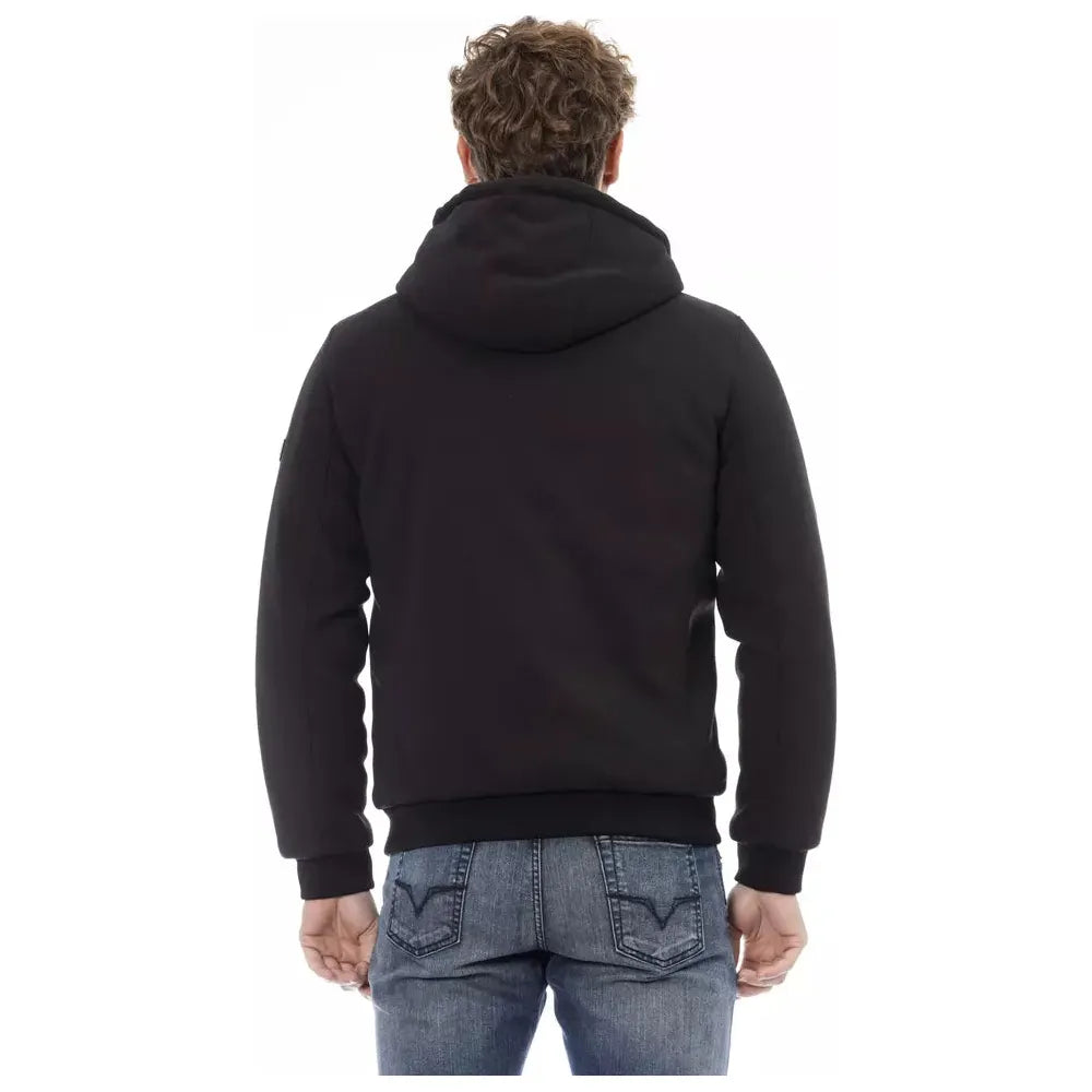Baldinini Trend Sleek Monogram Zip Jacket with Threaded Pockets black-polyester-jacket-7