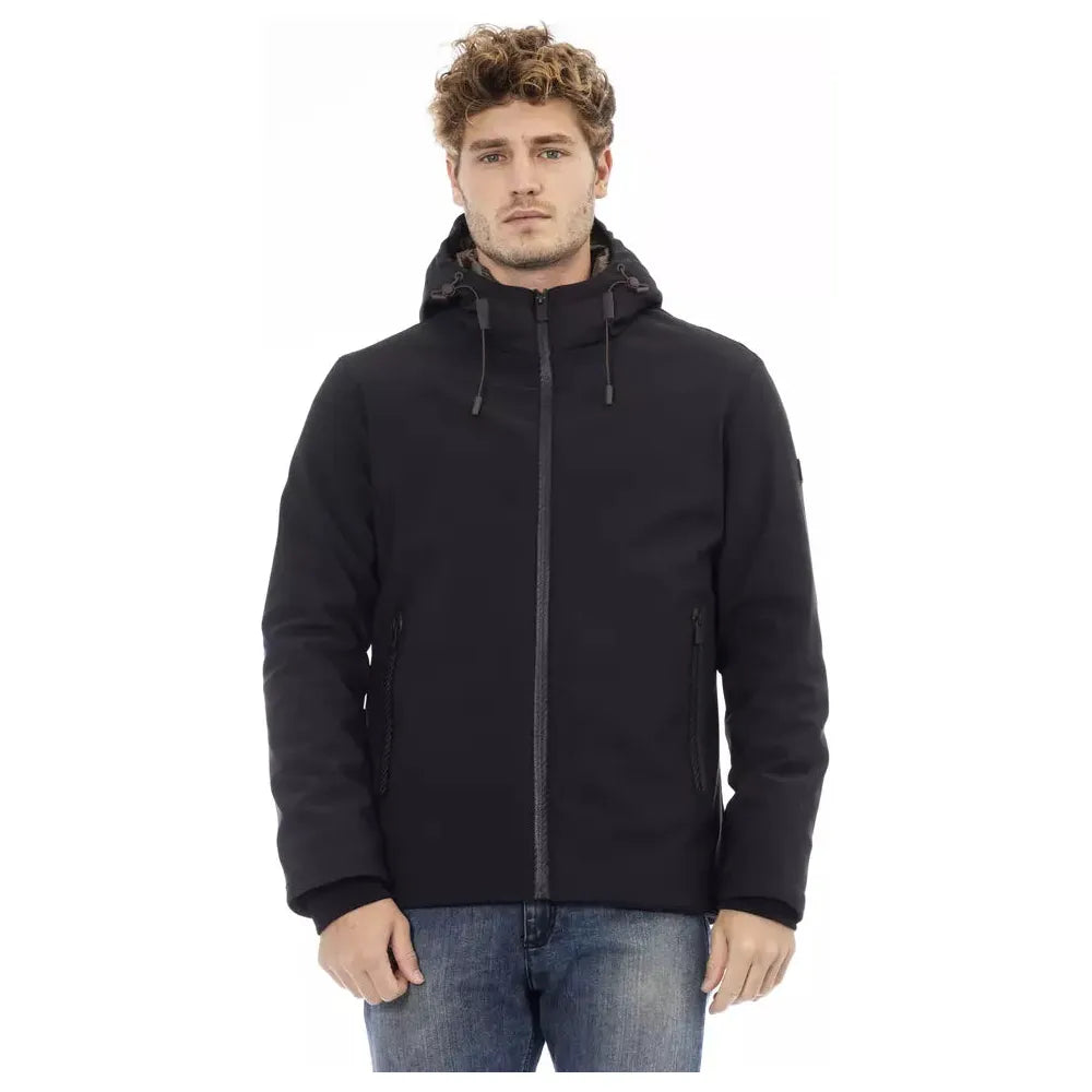 Baldinini Trend Sleek Monogram Jacket with Threaded Pockets black-polyester-jacket-9 product-23721-1060285331-517ce440-1b9.webp