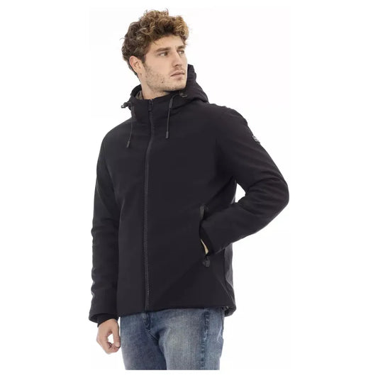 Baldinini Trend Sleek Monogram Jacket with Threaded Pockets black-polyester-jacket-9