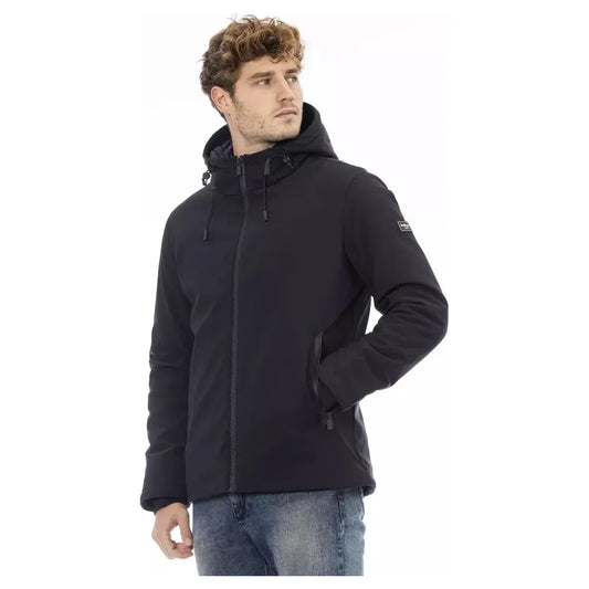 Baldinini Trend Trendy Monogram Zippered Jacket blue-polyester-jacket-10