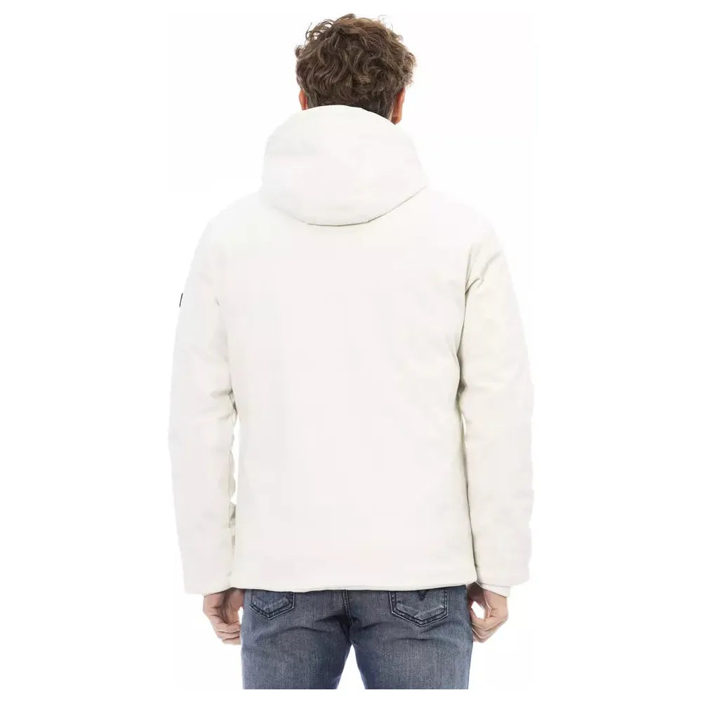 Baldinini Trend Elegant White Monogram Threaded Jacket white-polyester-jacket-2