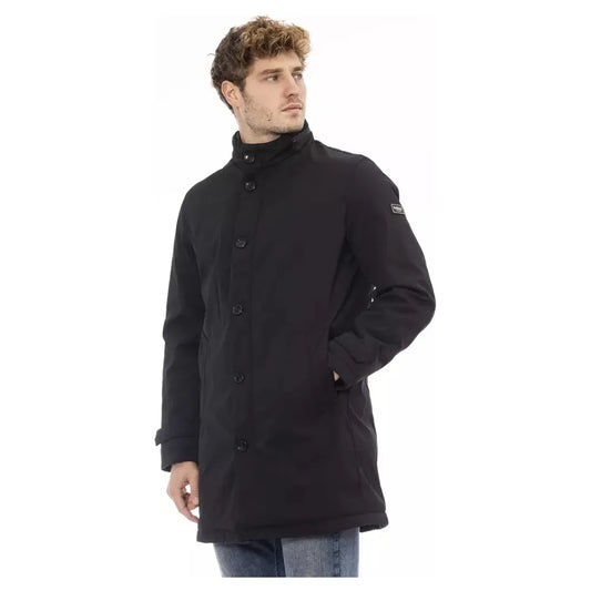 Baldinini Trend Sleek Black Poly Jacket with Monogram black-polyester-jacket-5 product-23727-1221760408-bd6518a8-159.webp