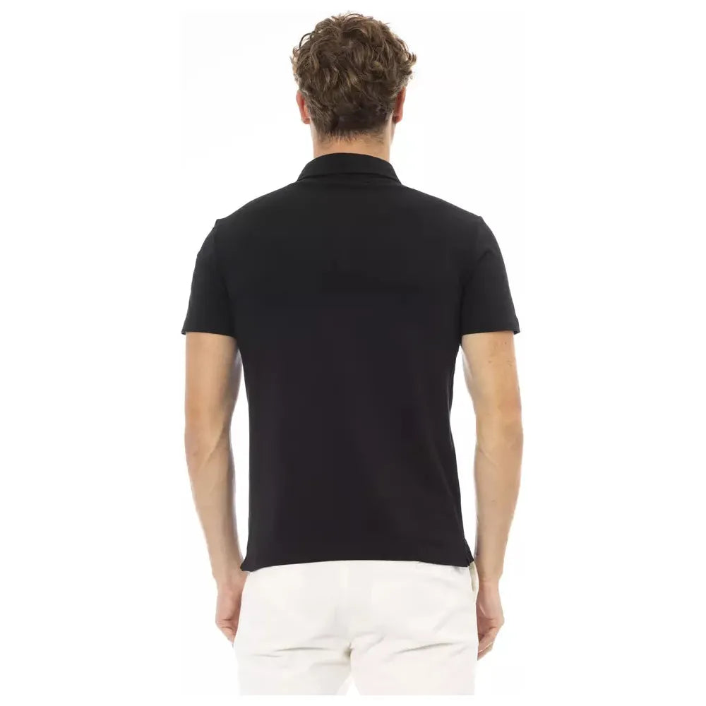 Baldinini Trend Elegant Black Embroidered Polo Tee black-cotton-polo-shirt
