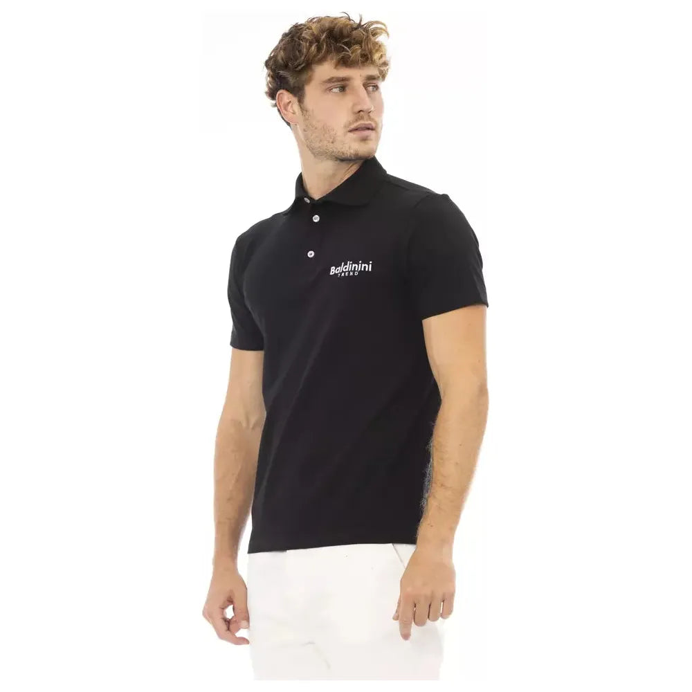 Baldinini Trend Elegant Black Embroidered Polo Tee black-cotton-polo-shirt