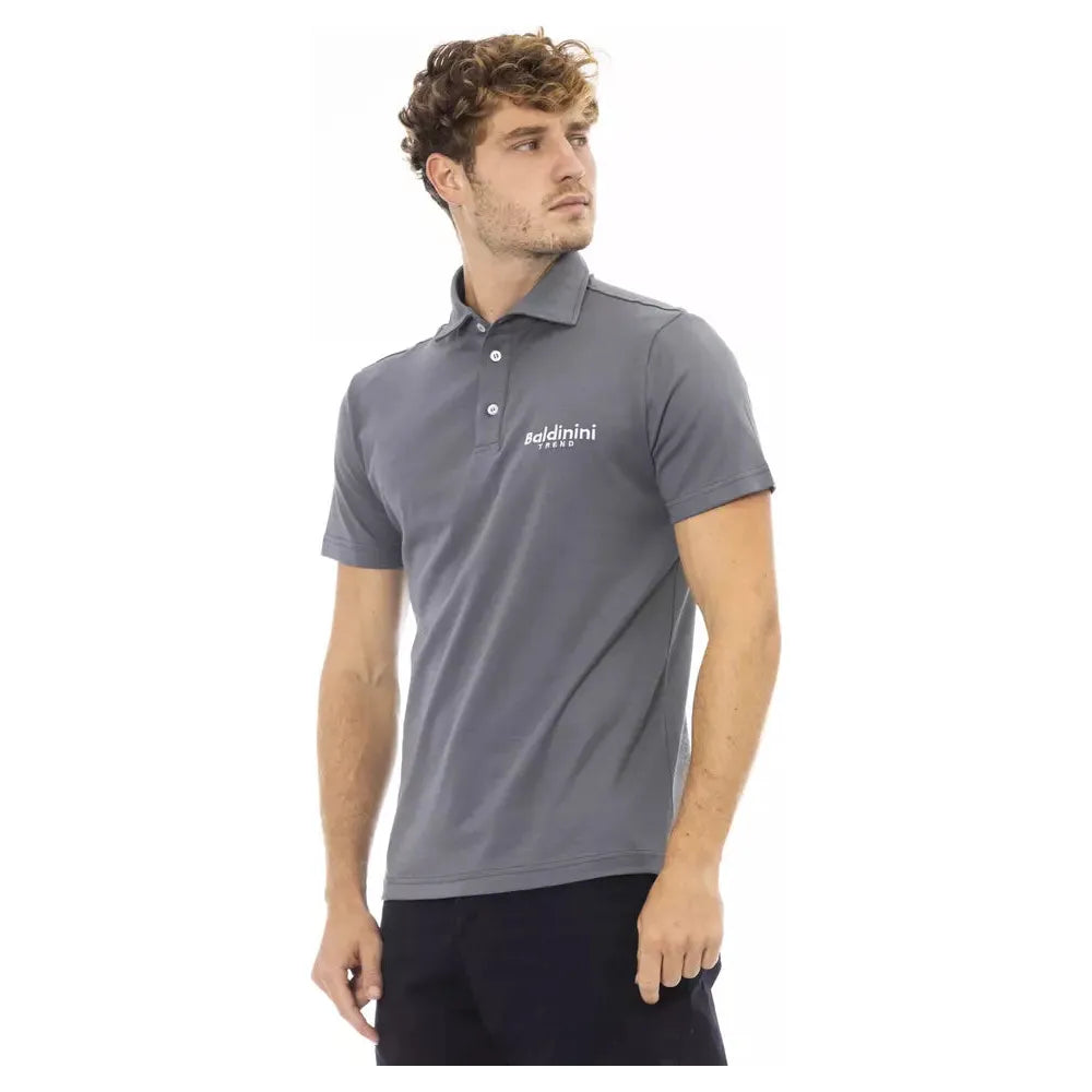 Baldinini Trend Elegant Gray Cotton Polo with Embroidered Logo gray-cotton-polo-shirt