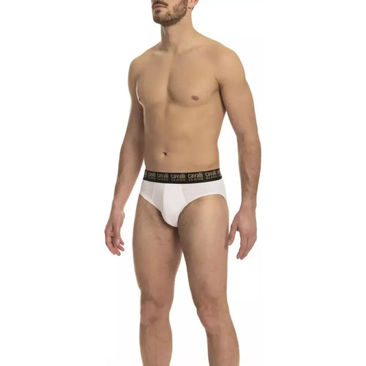 Sleek White Briefs Duo with Logo Band