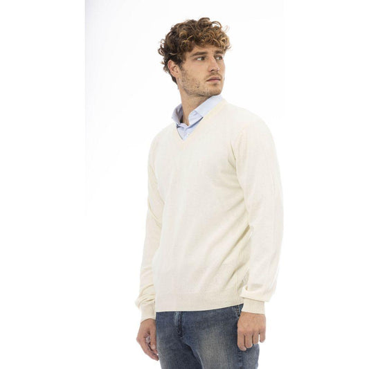 Sergio Tacchini Elegant V-Neck Wool Sweater - Refined Comfort Awaits white-wool-sweater-1 product-23786-2050872836-eb04440f-d5b.jpg