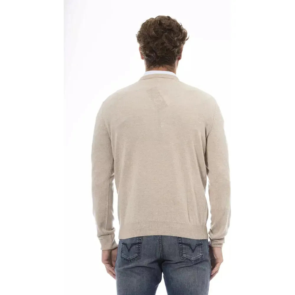 Sergio Tacchini Elegant Beige Wool V-Neck Sweater beige-wool-sweater-5 product-23791-1171500633-88a20ab7-403.webp