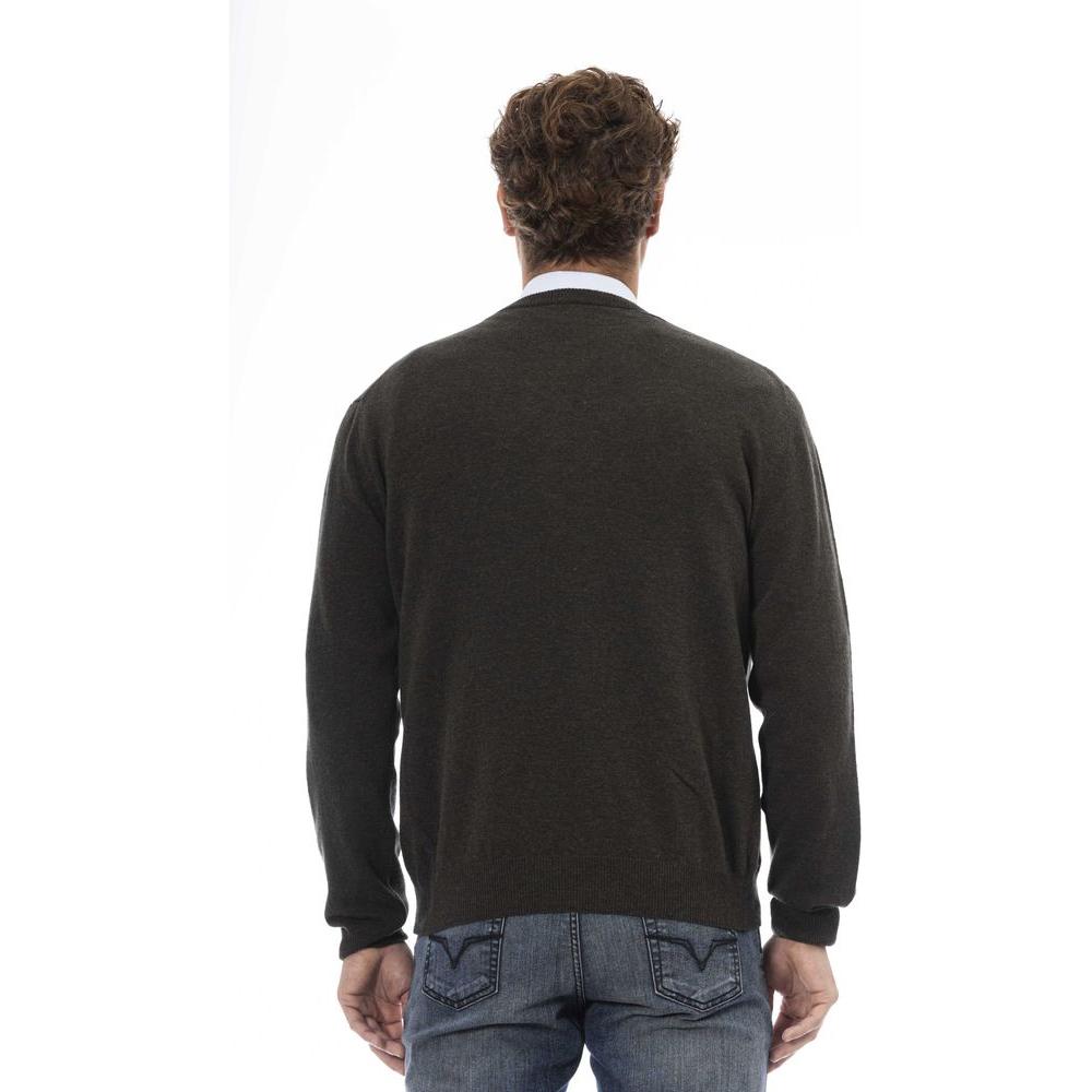 Sergio Tacchini Classic Green V-Neck Wool Sweater green-wool-sweater-7