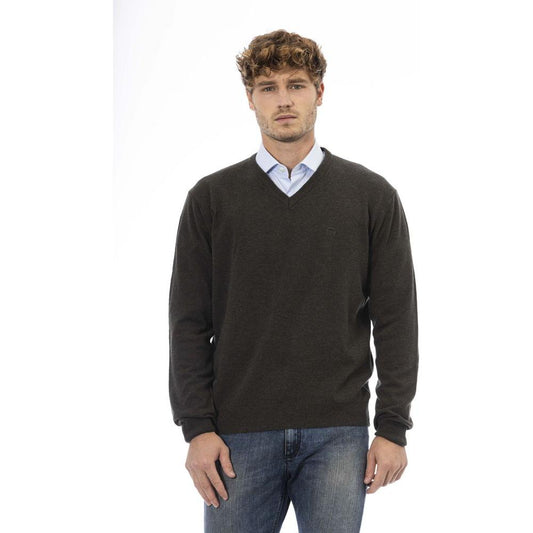 Sergio Tacchini Classic Green V-Neck Wool Sweater green-wool-sweater-7
