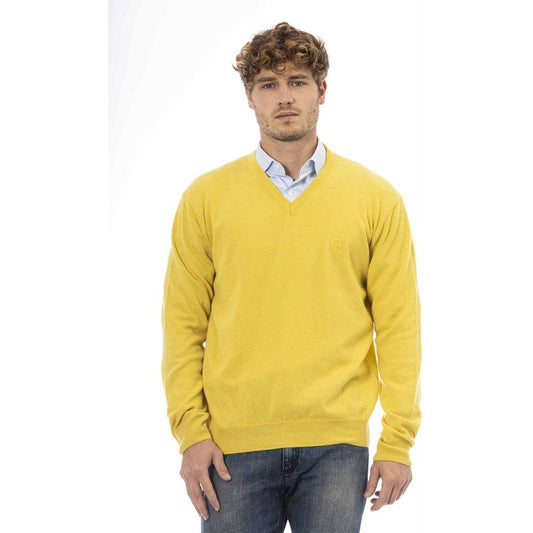 Sergio Tacchini Elegant V-Neck Wool Sweater in Vibrant Yellow yellow-wool-sweater-4 product-23795-1004109763-1-73855818-254.jpg