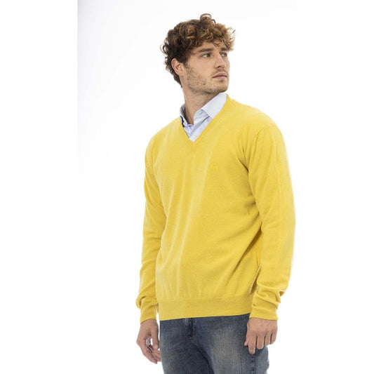 Sergio Tacchini Elegant V-Neck Wool Sweater in Vibrant Yellow yellow-wool-sweater-4 product-23795-28580927-1-5374f938-def.jpg