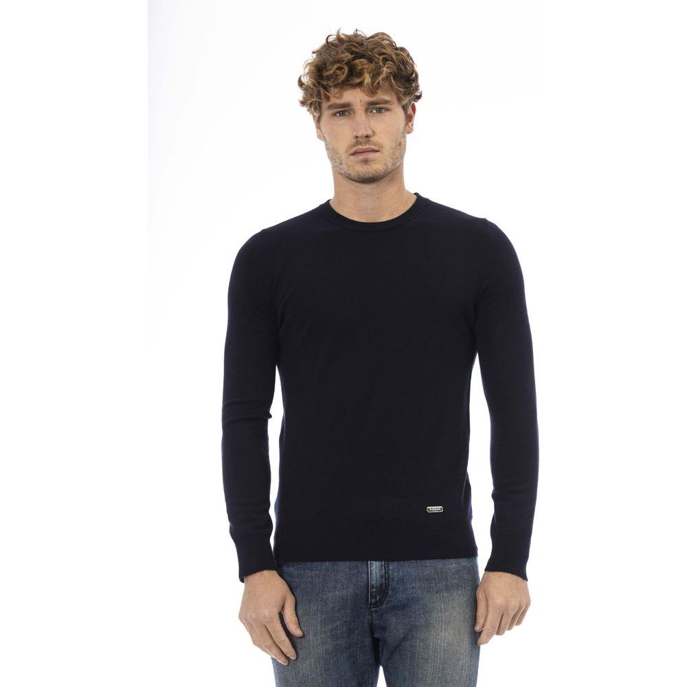 Baldinini Trend Elegant Crew Neck Wool-Blend Sweater blue-wool-sweater-13
