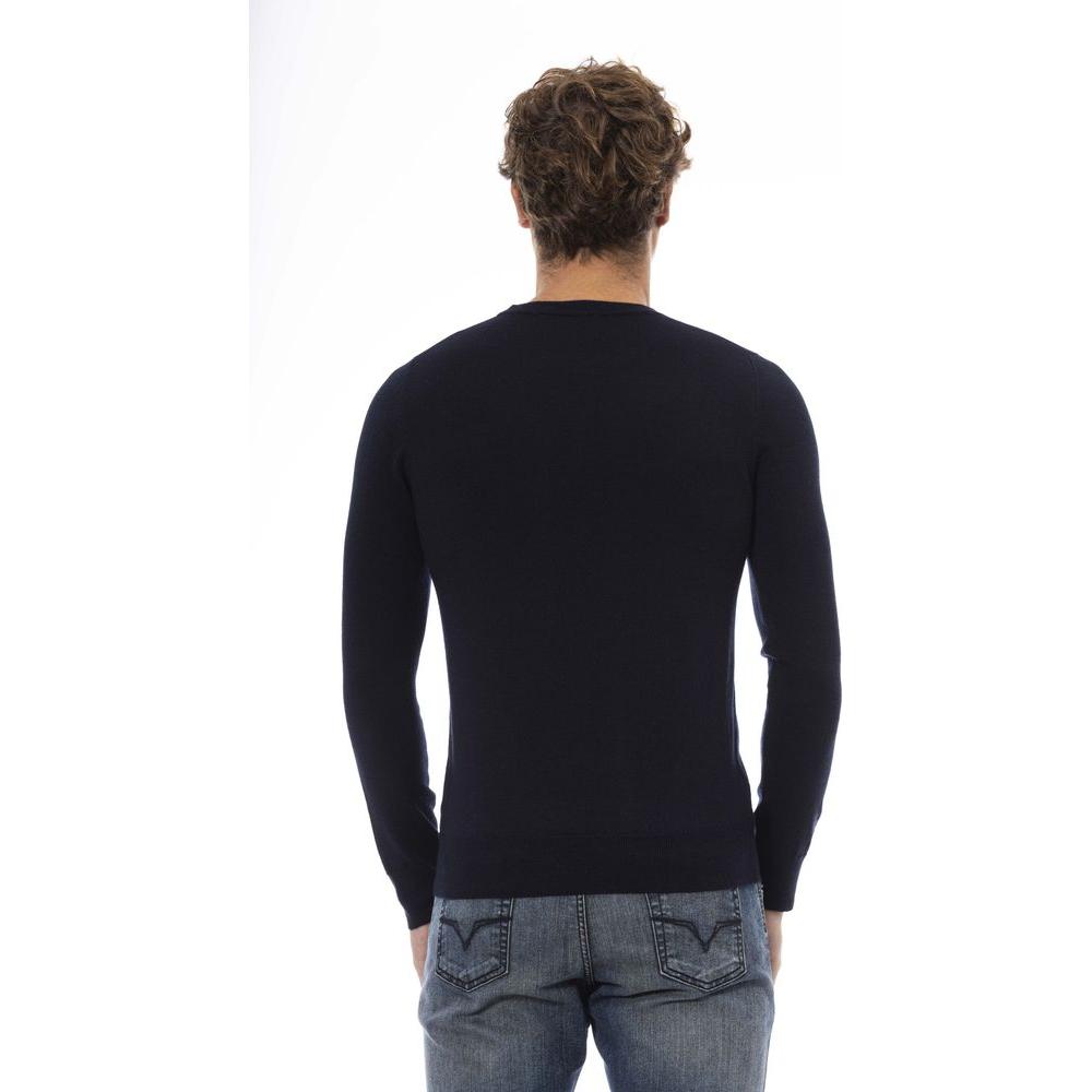 Baldinini Trend Elegant Crew Neck Wool-Blend Sweater blue-wool-sweater-13