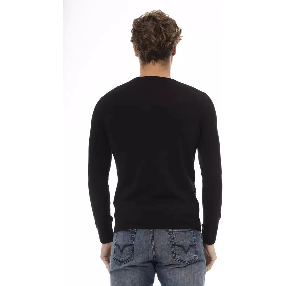 Baldinini Trend Elegant Crew Neck Wool-Blend Sweater black-wool-sweater-12
