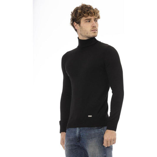 Baldinini Trend Elegant Turtleneck Sweater with Monogram Detail black-wool-sweater-16