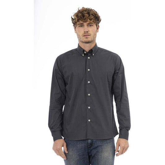 Baldinini Trend Elegant Gray Cotton Blend Shirt gray-cotton-shirt-15