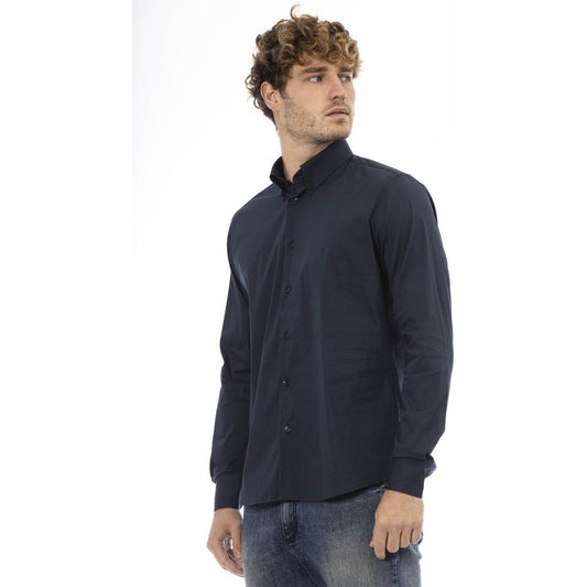 Baldinini Trend Elegant Blue Cotton Blend Shirt blue-cotton-shirt-18