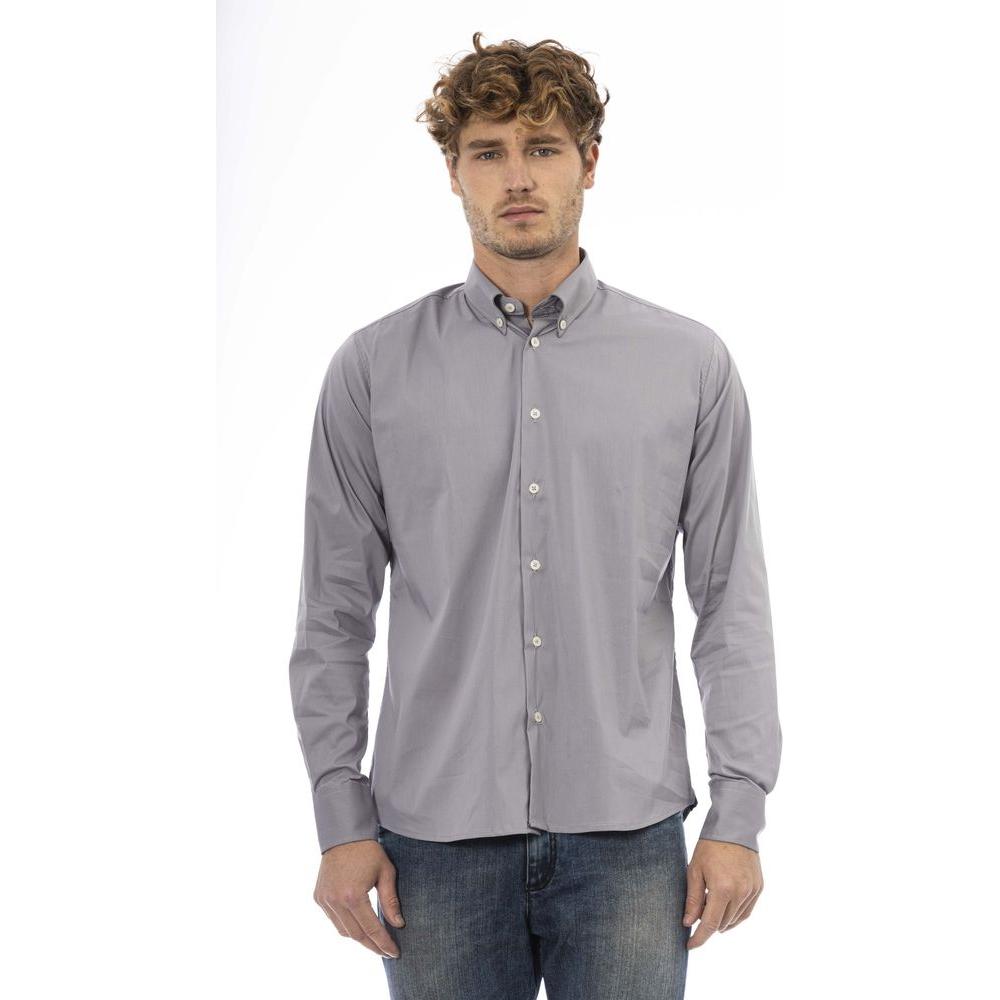 Baldinini Trend Elegant Gray Cotton Blend Shirt gray-cotton-shirt-12