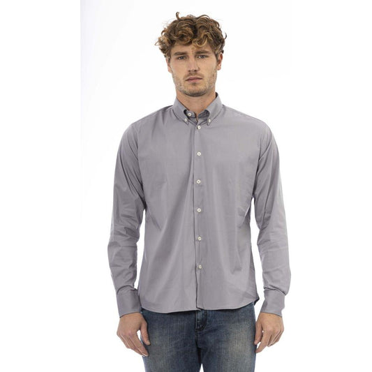 Baldinini Trend Elegant Gray Cotton Blend Shirt gray-cotton-shirt-12