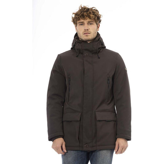 Baldinini Trend Elegant Hooded Zip Jacket in Brown brown-polyester-jacket-2