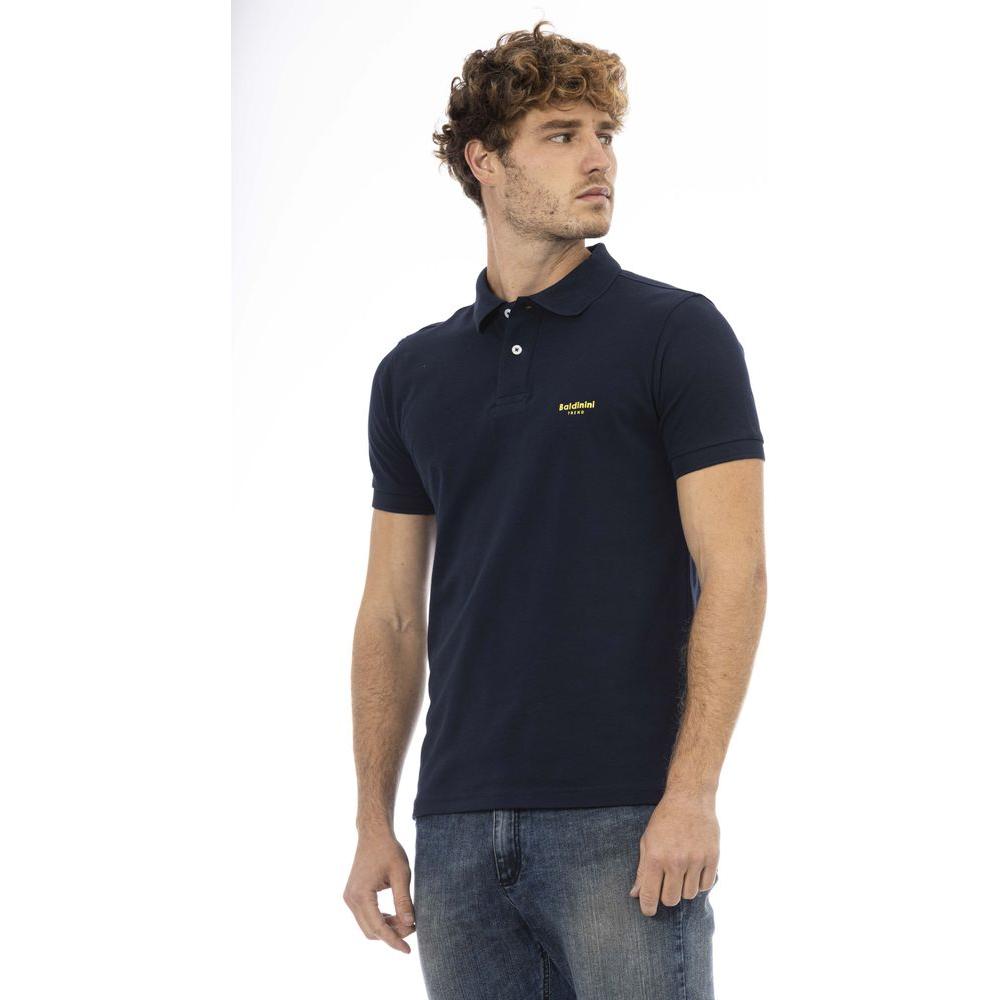 Baldinini Trend Chic Classic Blue Polo with Front Embroidery blue-cotton-polo-shirt