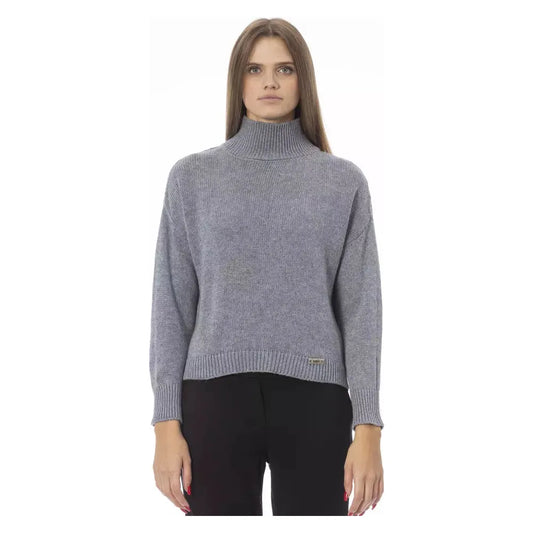 Baldinini Trend Volcanic Charm Gray Neck Sweater gray-viscose-sweater-11