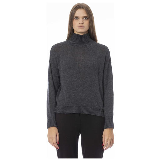 Baldinini Trend Chic Volcano Neck Gray Sweater gray-viscose-sweater-2 product-23840-1677953500-412962df-42d.jpg