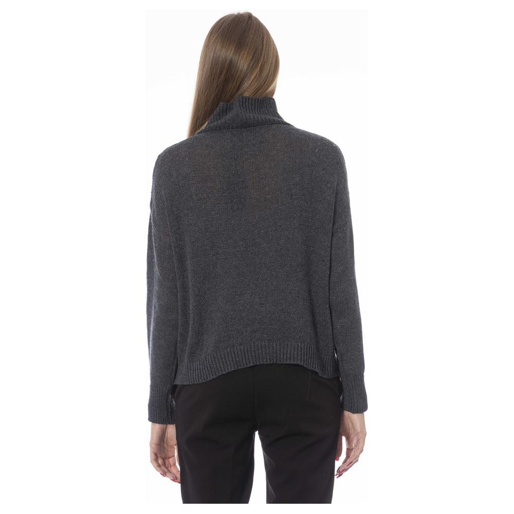 Baldinini Trend Chic Volcano Neck Gray Sweater gray-viscose-sweater-2