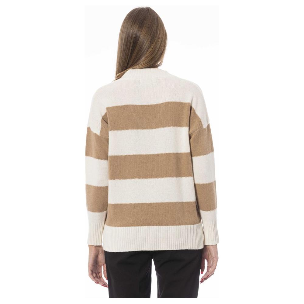 Baldinini Trend Elegant Beige V-Neck Sweater beige-wool-sweater-14