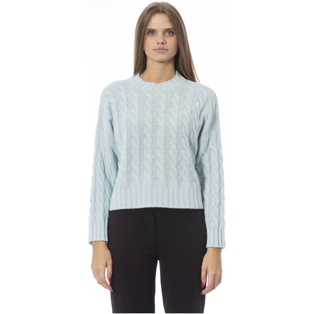 Baldinini Trend Chic Light Blue Crew Neck Sweater light-blue-wool-sweater-6