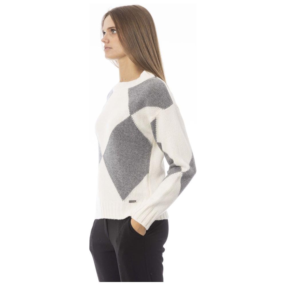 Baldinini Trend Chic Gray Ribbed Boat Neck Sweater gray-wool-sweater-2