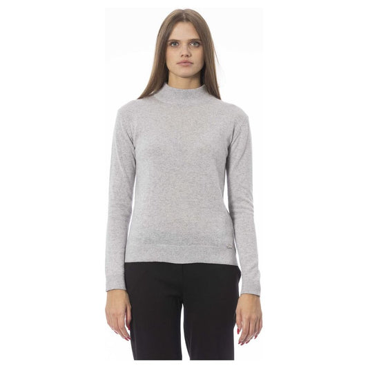 Baldinini Trend Elegant Gray Cashmere Blend Turtleneck Sweater gray-fabric-sweater