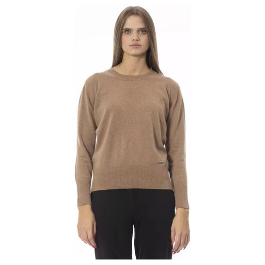 Baldinini Trend Sophisticated Beige Crew Neck Sweater beige-wool-sweater-12