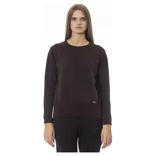 Baldinini Trend Chic Crew Neck Wool-Cashmere Blend Sweater brown-wool-sweater-8