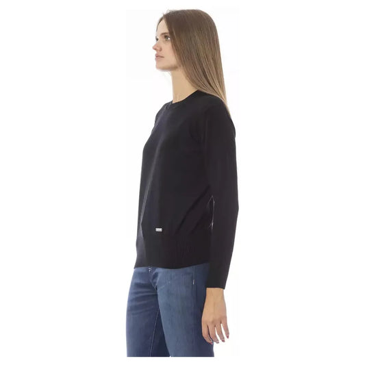 Baldinini Trend Elegant Crew Neck Wool-Cashmere Sweater black-wool-sweater-14