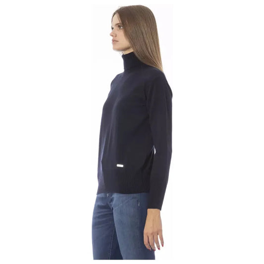 Baldinini Trend Elegant Blue Turtleneck Sweater blue-wool-sweater-20