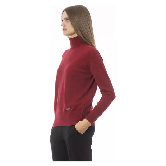Baldinini Trend Scarlet Luxe Wool-Cashmere Blend Turtleneck Sweater red-wool-sweater-6