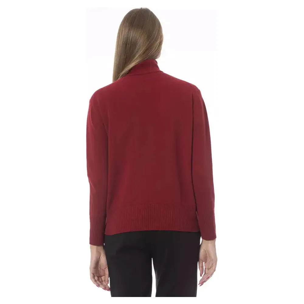 Baldinini Trend Scarlet Luxe Wool-Cashmere Blend Turtleneck Sweater red-wool-sweater-6