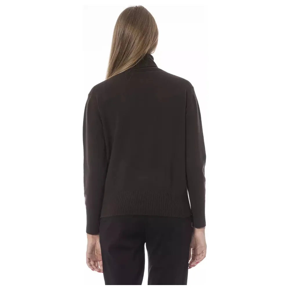 Baldinini Trend Elegant Wool-Cashmere Turtleneck Sweater brown-wool-sweater-7