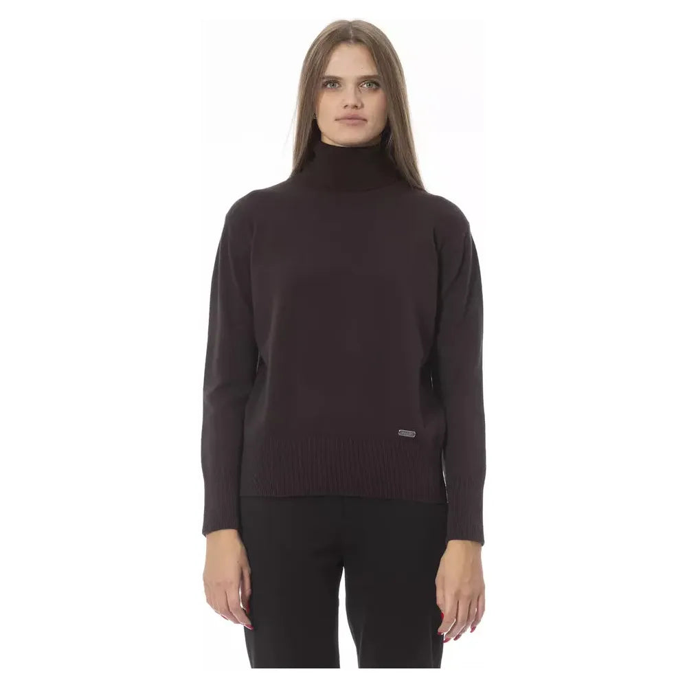 Baldinini Trend Elegant Wool-Cashmere Turtleneck Sweater brown-wool-sweater-7