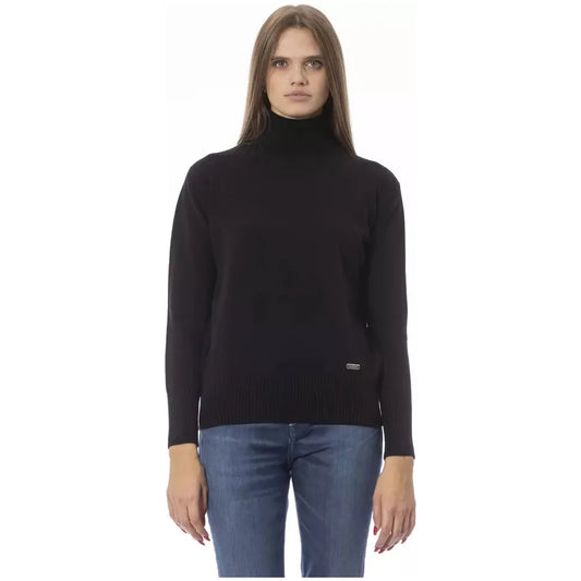 Baldinini Trend Elegant Turtleneck Sweater in Luxe Wool-Cashmere Blend black-wool-sweater-5