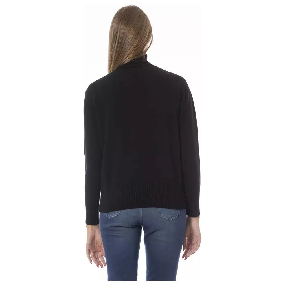 Baldinini Trend Elegant Turtleneck Sweater in Luxe Wool-Cashmere Blend black-wool-sweater-5